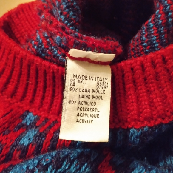 !! HOST PICK!! Benetton wool long sweater. Teal and raspberry color. Medium - Picture 4 of 5